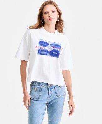 Women's Cotton Oversized French Lips Tee