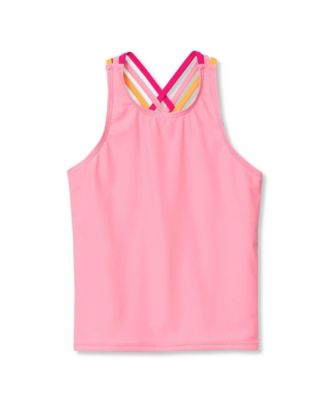 Girls Chlorine Resistant Strappy X-Back Tankini Top