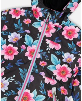 Girl 3-in-1 Two-Piece Mid-Season Outerwear Set Printed Flowers - Inner Jacket - Toddler|Child