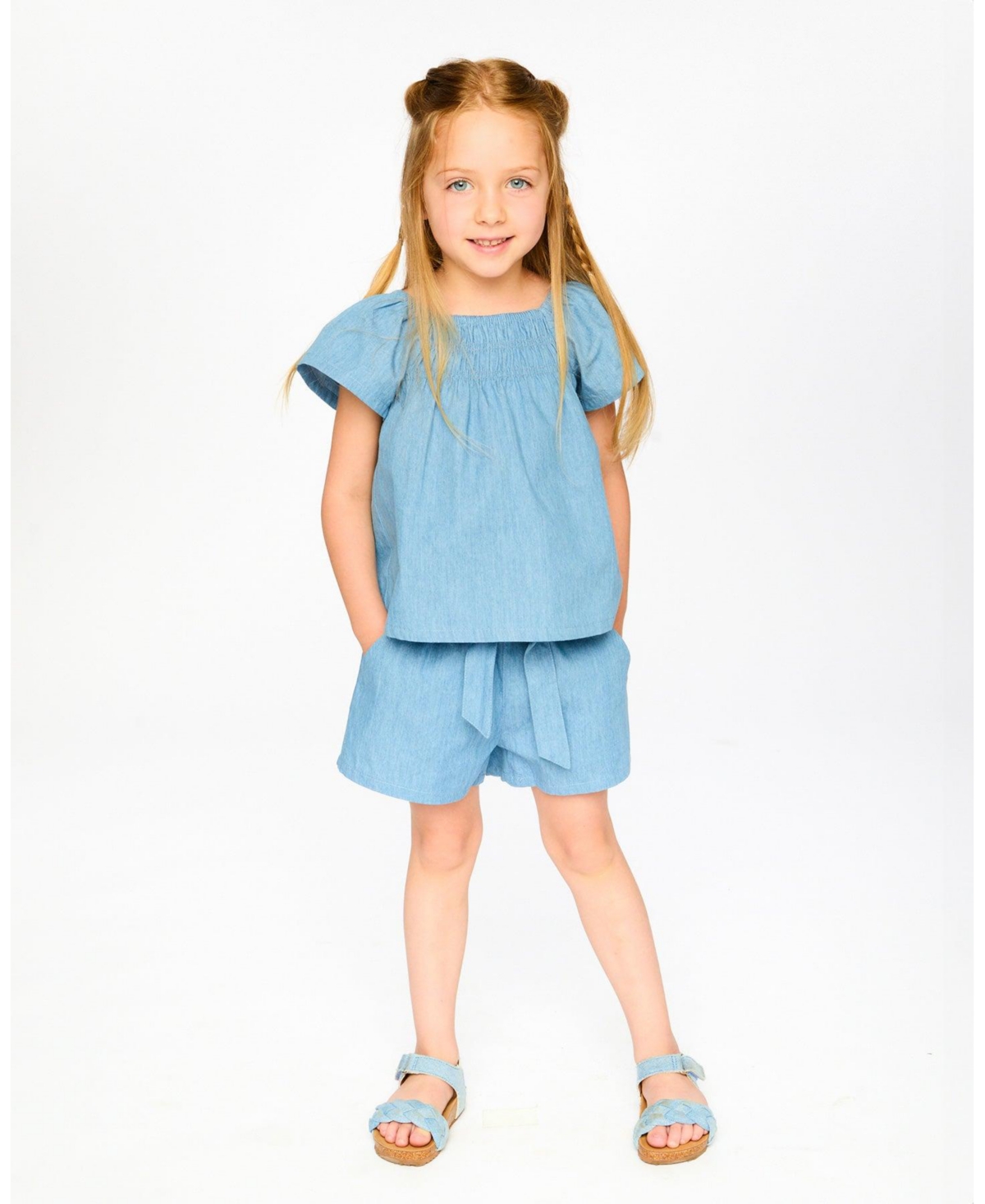 Deux par Big Girls Blue Chambray Shorts