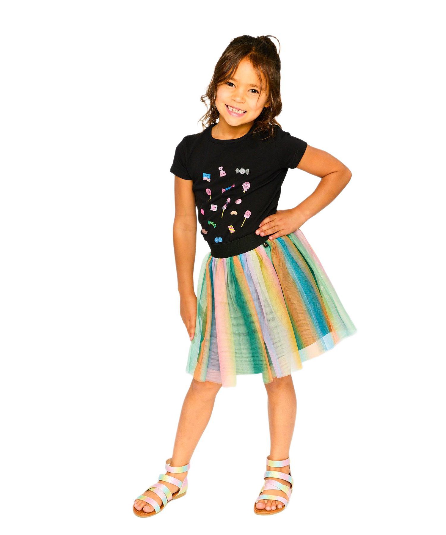 Big Girls Printed Mesh Skirt Multicolored