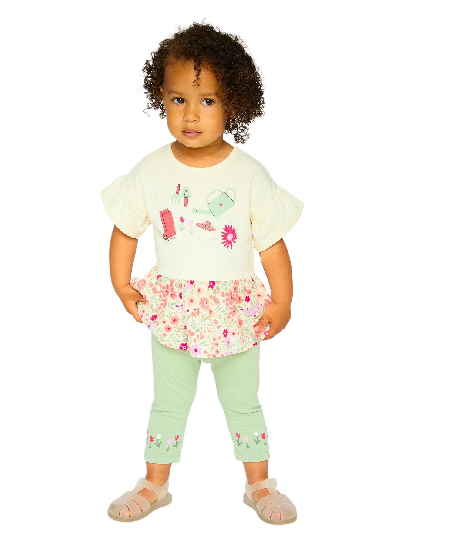 Little Girls Cotton Bi-Material Tunic