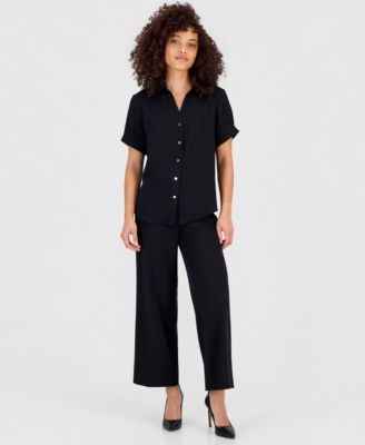 Petite Short-Sleeve Button-Front Shirt