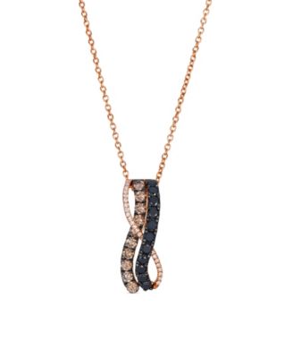 Chocolate Diamonds (.34 ct. t.w.), Blackberry Diamonds (.29 ct. t.w.) and Vanilla Diamonds (.05 ct. t.w.) Exotics Pendant Necklace in 14k Strawberry Gold