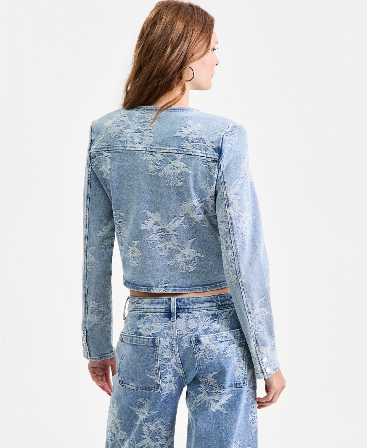 Women's Anika Sleeveless Printed Denim Peplum Top