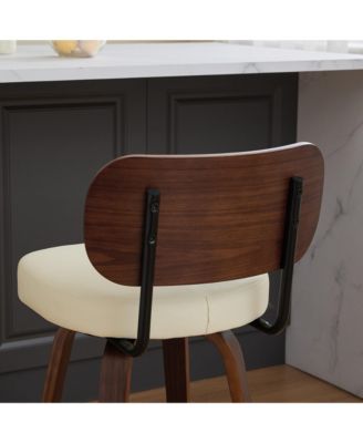 Set of 2 Swivel PU Bar Stools with Padded 3.5-inch Seat Cushion for Dining Pup