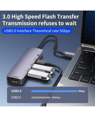 5-in-1 USB-C Hub,100W PD Charging & 5Gbps USB 3.0 Transfer | Ideal for Home Office, Travel, Gaming