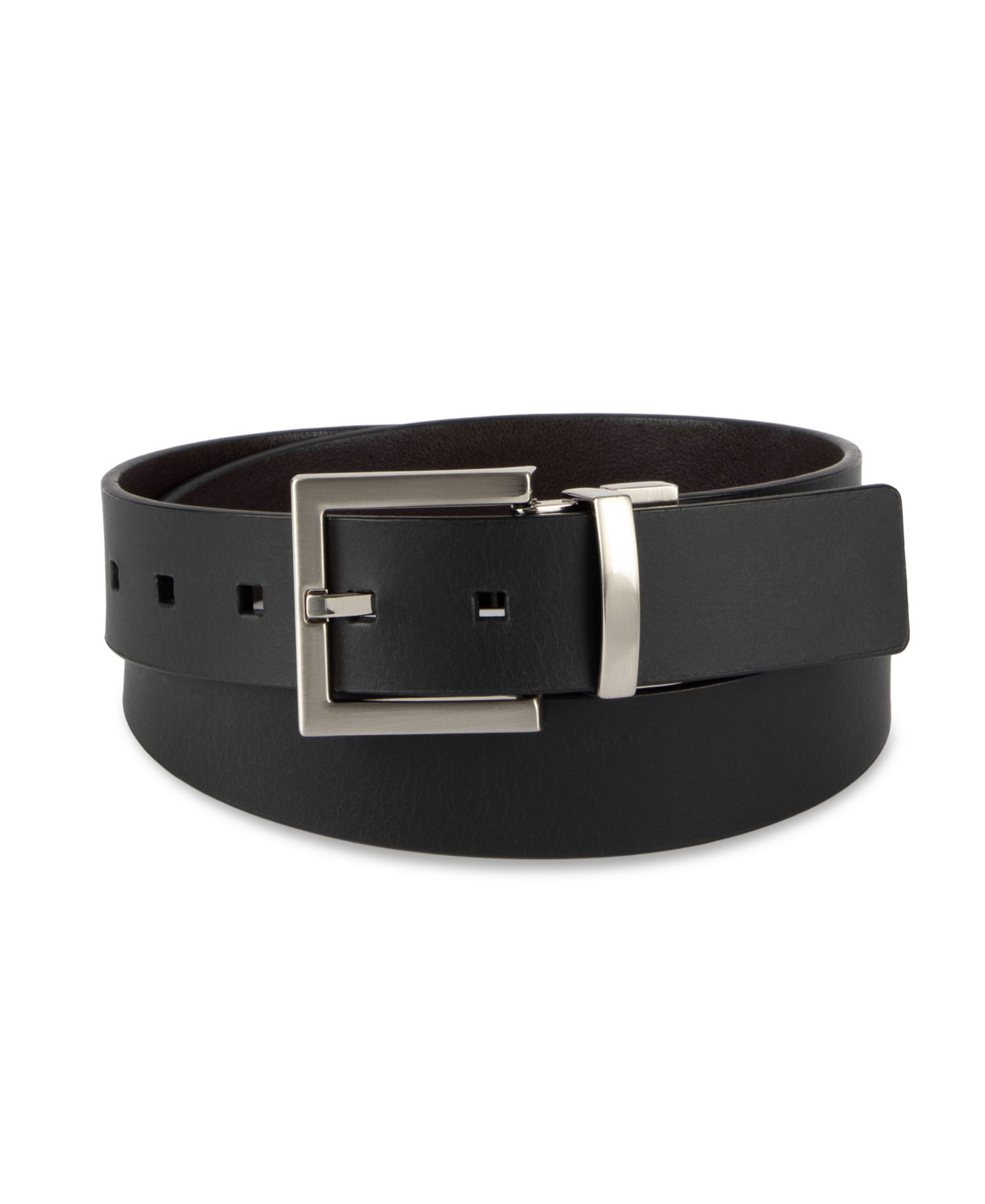 35MM Men's Reversible Rectangular Buckle Leather Belt