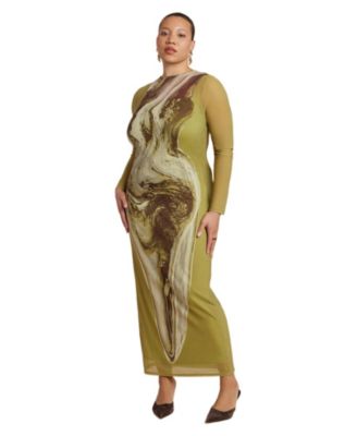 Women's Plus Size Printed Mesh Dress