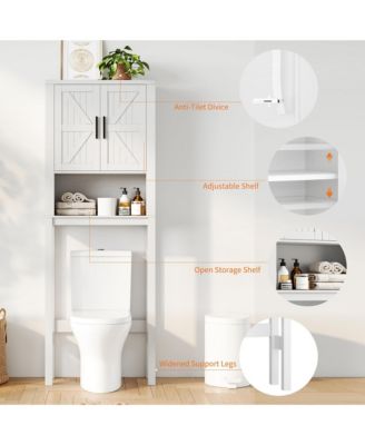 23.6 Inches Wide Toilet Rack with Over The Toilet Storage Cabinet , Small Freestanding Space Saver