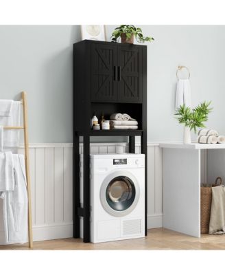 23.6 Inches Wide Toilet Rack with Over The Toilet Storage Cabinet , Small Freestanding Space Saver