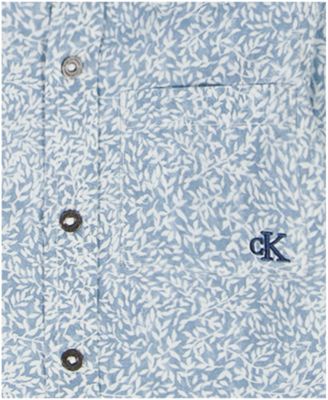 Boys' 2T-7 Printed Poplin Button-Front Shirt and Twill Shorts, 2-Piece Set