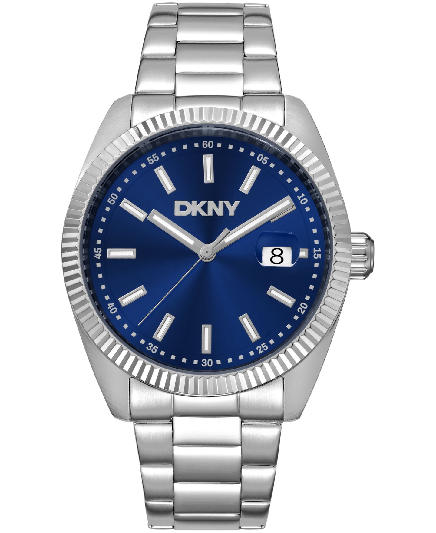 Мужские часы DKNY Date Blue Dial Stainless Steel Bracelet Watch, 40mm — фото 1