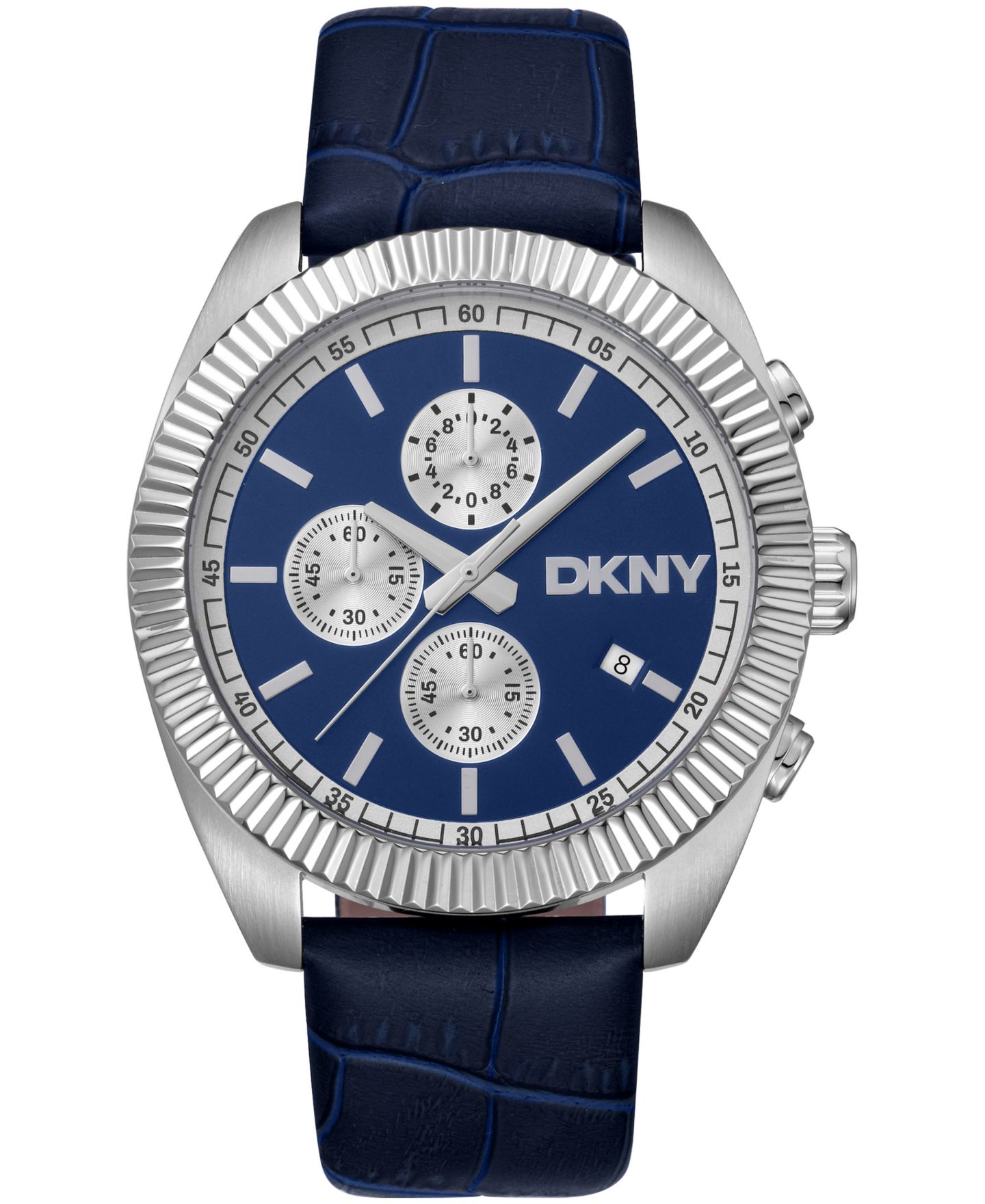 Мужские часы DKNY Chronograph Blue Dial Blue Leather Strap Watch, 42mm — фото 1