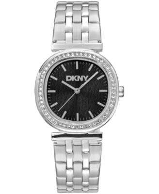 Women's Black Dial Crystal Bezel Stainless Steel Bracelet Watch, 30mm