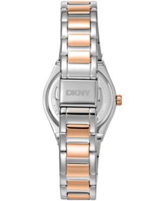 Women's Rose Gold Dial Crystal Dial Markers Crystal Bezel Two-Tone Red Gold Stainless Steel Bracelet Watch, 30mm