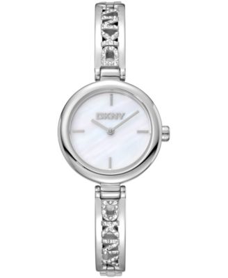 Women's White Dial Stainless Steel Crystal Accented Jewelry Bracelet Watch, 26mm