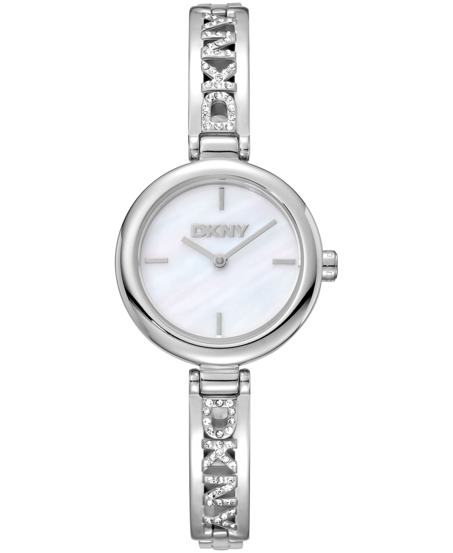 Женские часы DKNY White Dial Stainless Steel Crystal Accented Jewelry Bracelet Watch, 26mm — фото 1