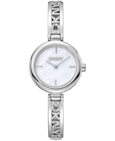 Женские часы DKNY White Dial Stainless Steel Crystal Accented Jewelry Bracelet Watch, 26mm