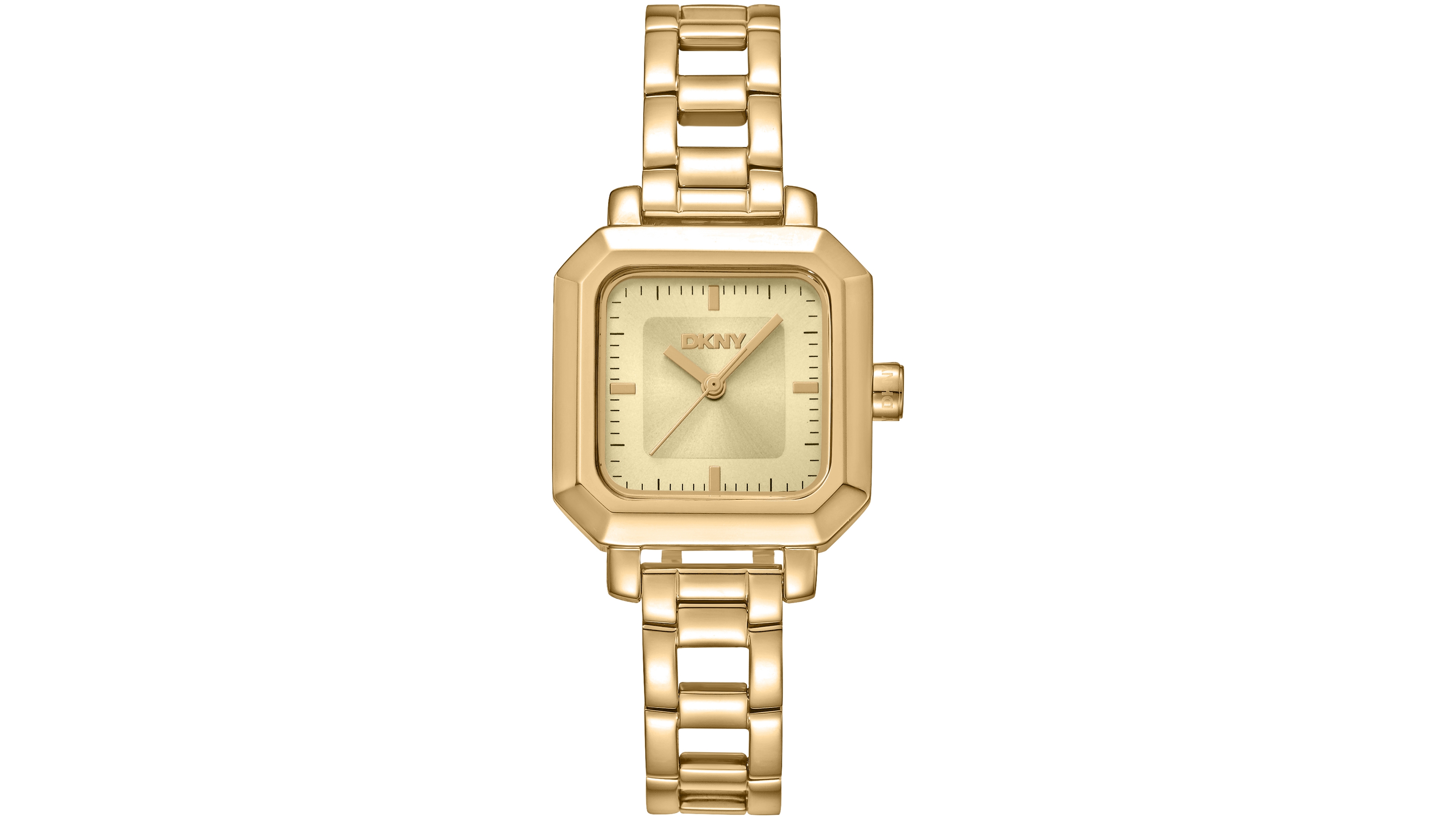 Dkny Women's Champagne Dial Open Link Gold-Tone Stainless Steel Bracelet Watch, 27 x 27mm