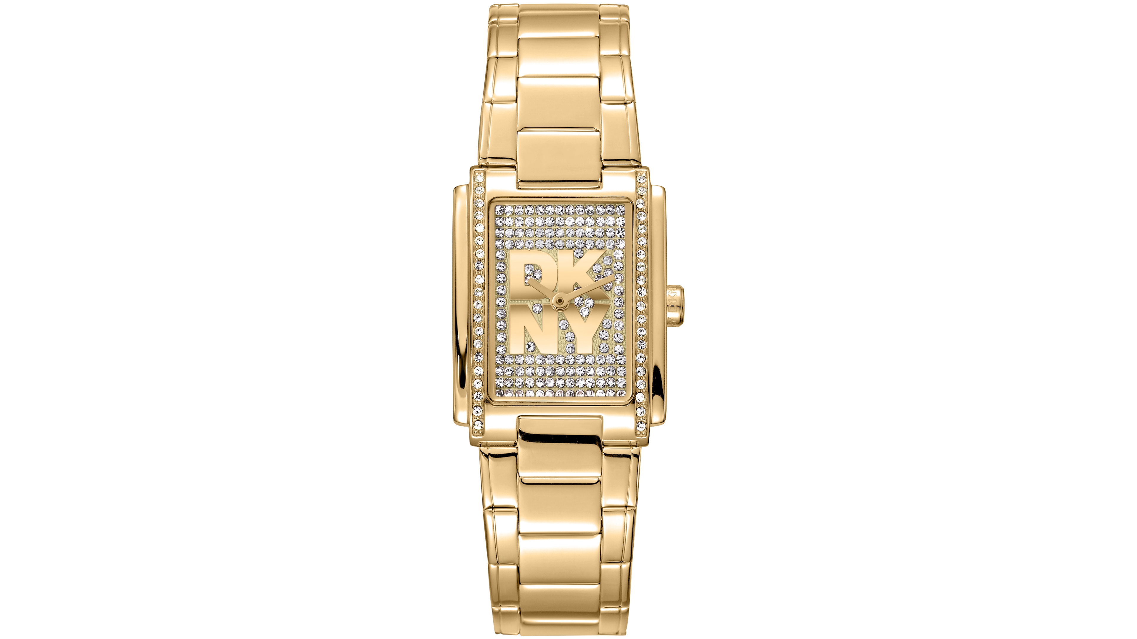 Dkny Women's Crystal Dial Crystal Accented Dial Gold-Tone Stainless Steel Bracelet Watch, 23 x 30mm