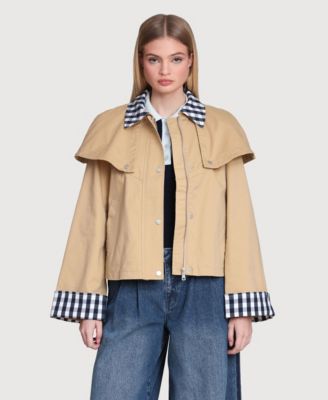 Women's Short Trench Cape Collared Jacket