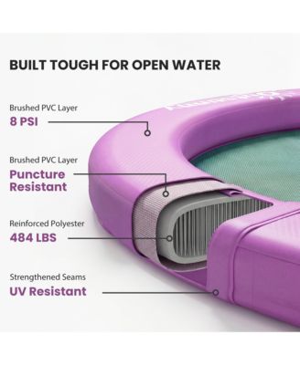 8FT Inflatable Water Hammock Floating Ring Dock Platform,