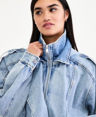 Women's Oversized Denim Bomber Jacket