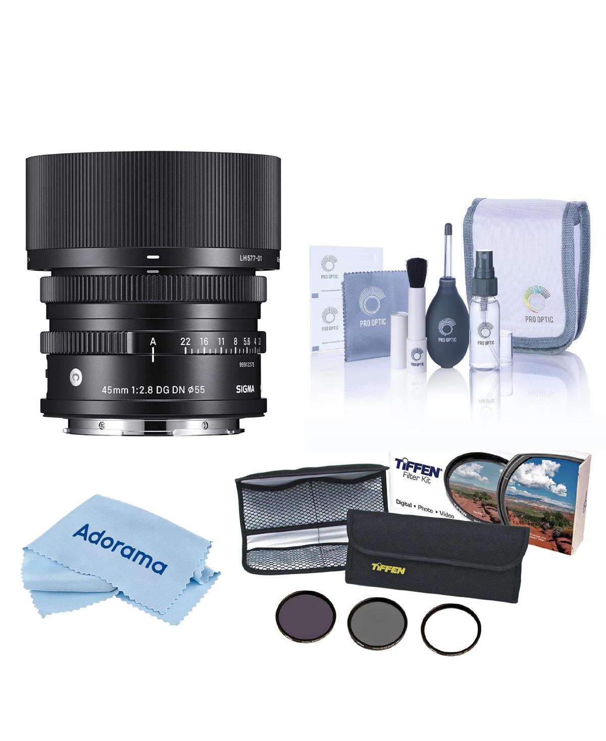 Sigma 45mm f/2.8 Dg Dn Contemporary Lens for L Mount, Bundle with 55mm Essential Filter Kit, Cleaning Kit and Cleaning Cloth