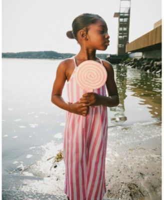 Toddler Girls Crinkle Jersey Striped Jumpsuit