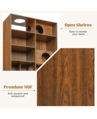 AOSTIRMOTOR  Modern 2-in-1 Bookshelf Cat House: Litter Box Enclosure & Climbing Tree with Storage