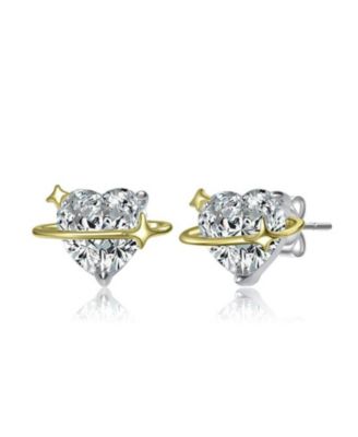Heart CZ & Star Stud Earrings