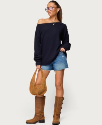 Women's Damari Off Shoulder Oversized Waffle Top