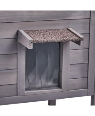 Outdoor Cat House: Insulated Wooden Shelter with Sloped Roof & PVC Door Flaps for Feral & Stray Cats