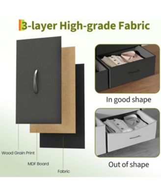 63" w LED TV Stand Dresser with 8 Fabric Drawers, Dressers & Chests of Drawers TV Stand with Storage, Steel Frame & LED Lighting