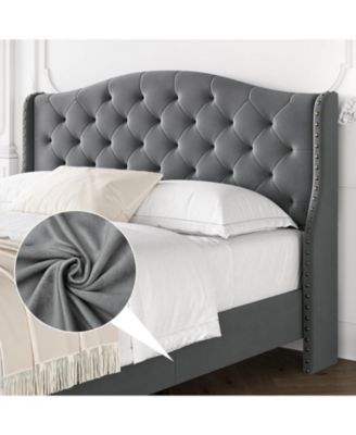 2 Piece Queen Upholstered Tufted Platform Bed with Arched Luxury Design