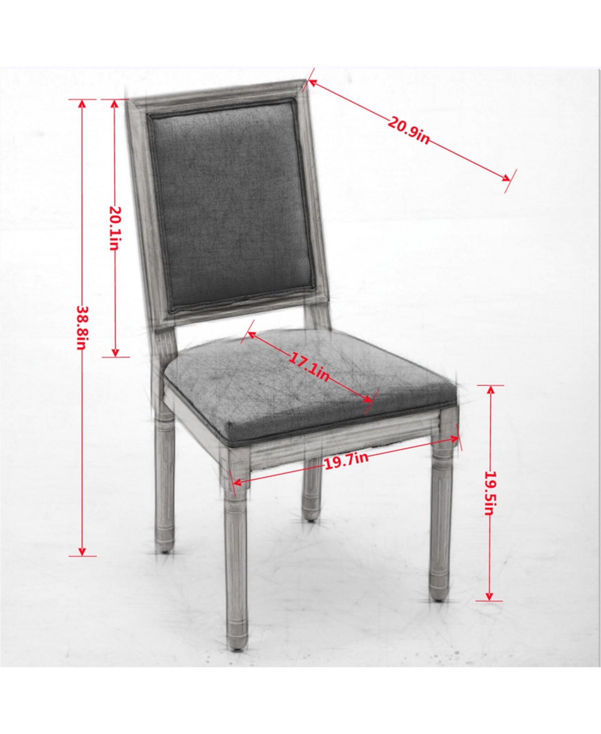 Boyel Living Set of 2 Classic Dining Chairs Decor with Soft Foam Seat and Solid Wood Frame