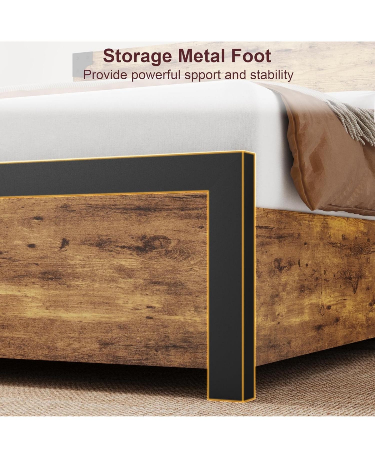 gaomon Size Solid Wood Platform Bed Frame with Storage Drawers & No Box Spring Needed