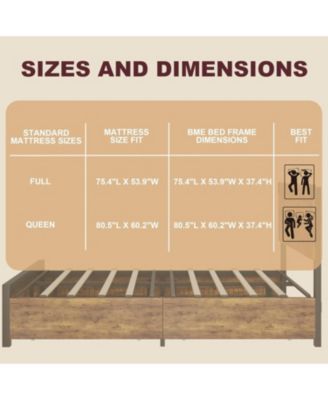 Size Solid Wood Platform Bed Frame with Storage Drawers & No Box Spring Needed