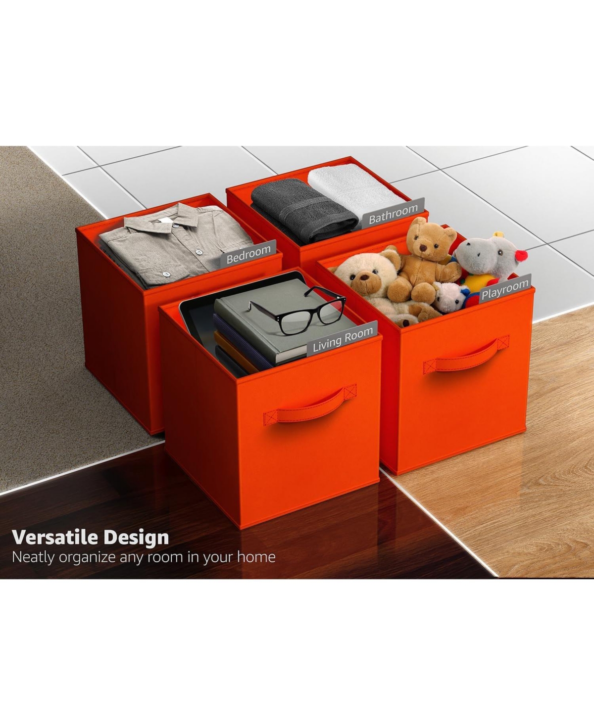 Sorbus 6 Pack 11 Inch Foldable Storage Cubes with Handles- for Organizing Home, Shelves, Nursery, Playroom, Closet and More