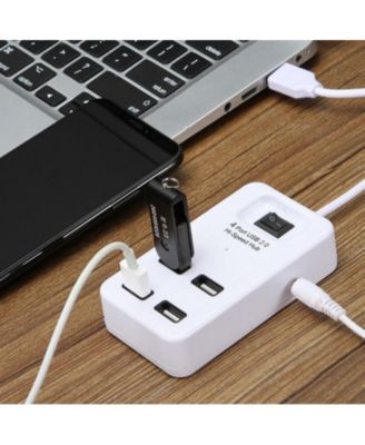 USB 2.0 4-Port Hub with Power Switch, 480Mbps High-Speed Splitter, for Laptop & Desktop Users,Ideal for Home Office