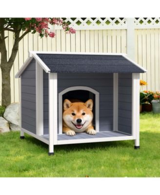 Outdoor Dog House: Wooden Shelter with Asphalt Roof & Raised Floor, Easy Assembly