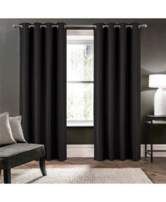 100% Polyester 250 GSM Basket Weave Ian Luxury Jacquard Blackout Grommet Curtain Panel 54" x 90" Black