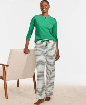 Women's Knit 2 Piece Pajama Set - Long Sleeve Top and Pants