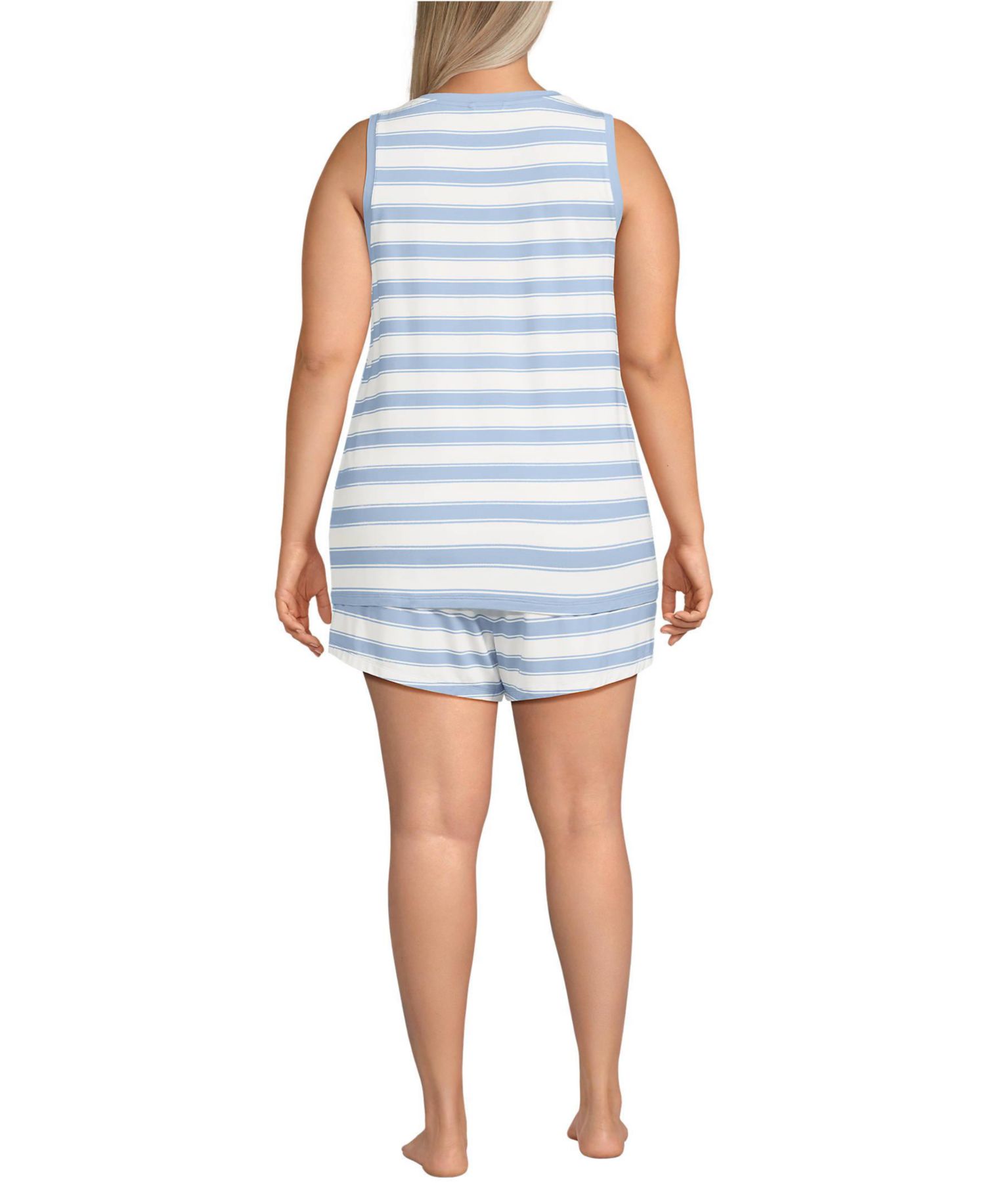 Plus Size Cooling 3 Piece Pajama Set - Robe Tank and Shorts