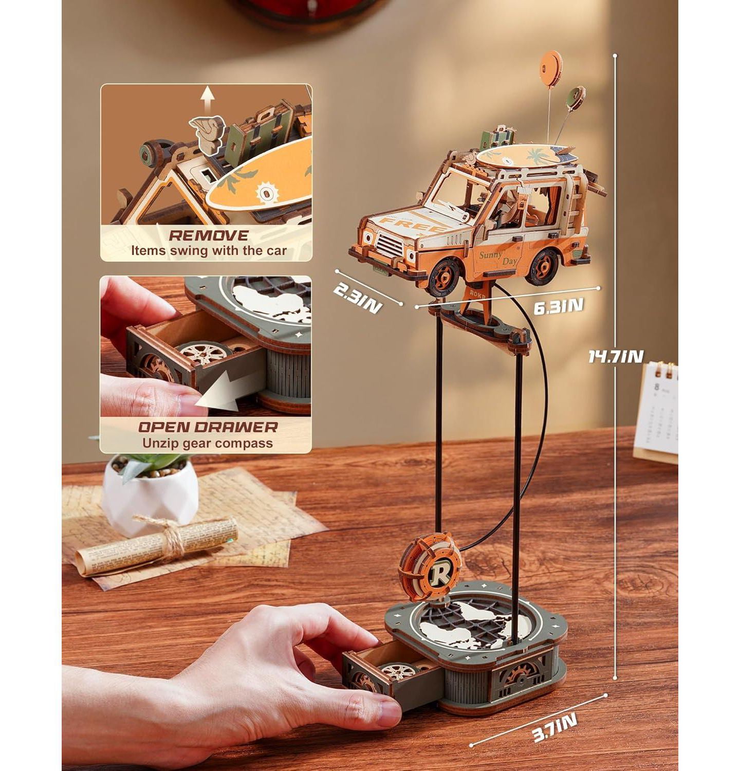 Детские конструкторы Robotime Road Tripper 3D Wooden Pendulum 228-Piece Puzzle, Ages 14+ — фото 4