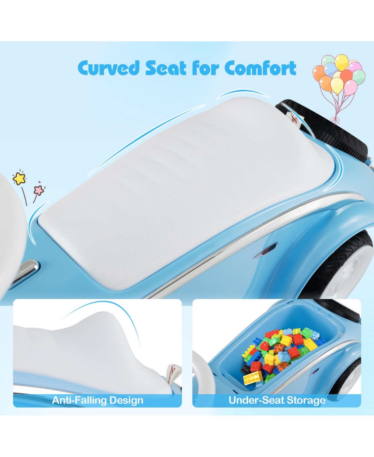 Mecale Toddler Ride on Toy Classic Sliding Car with Horn and Led Headlight