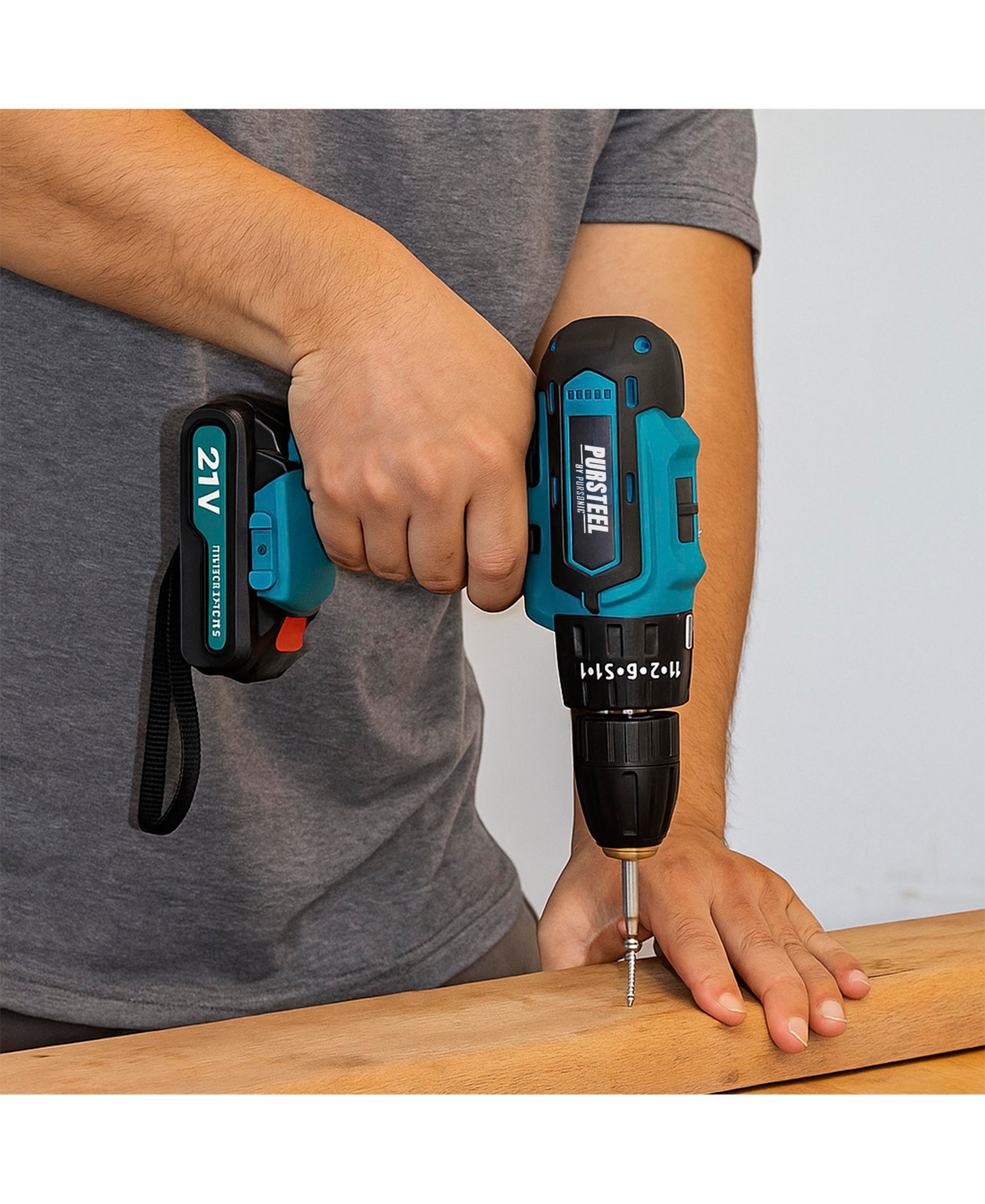 Pursonic 21V Rechargeable Cordless Drill 24 Piece Set – Compact Power for Home & Diy Projects