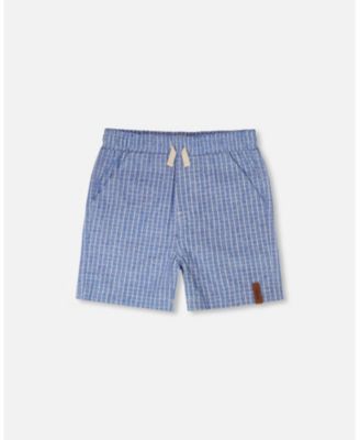 Toddler Boys Printed Chambray Shorts Blue Denim Stripes