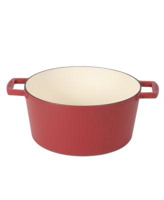 6 Qt Round Matte Enamel  Cast Iron Dutch Oven Pot With Lid - Red